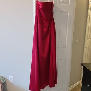 David's Bridal Red Strapless Prom Gown